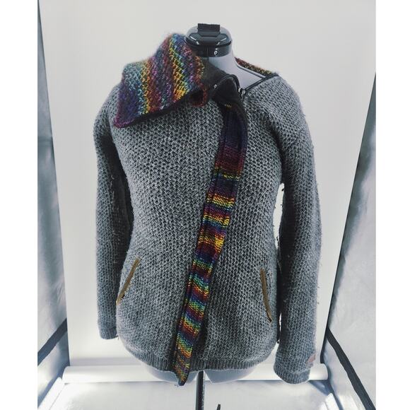 Kyber Outerwear Knit Jacket Women's XXL Asymmetrical Zipper Closure Fleece Lined - Picture 1 of 10